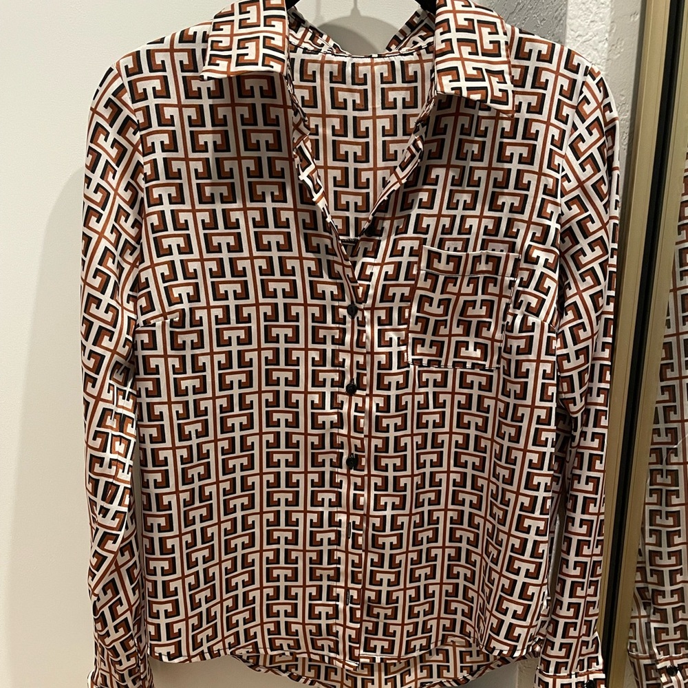 Chic print button blouse